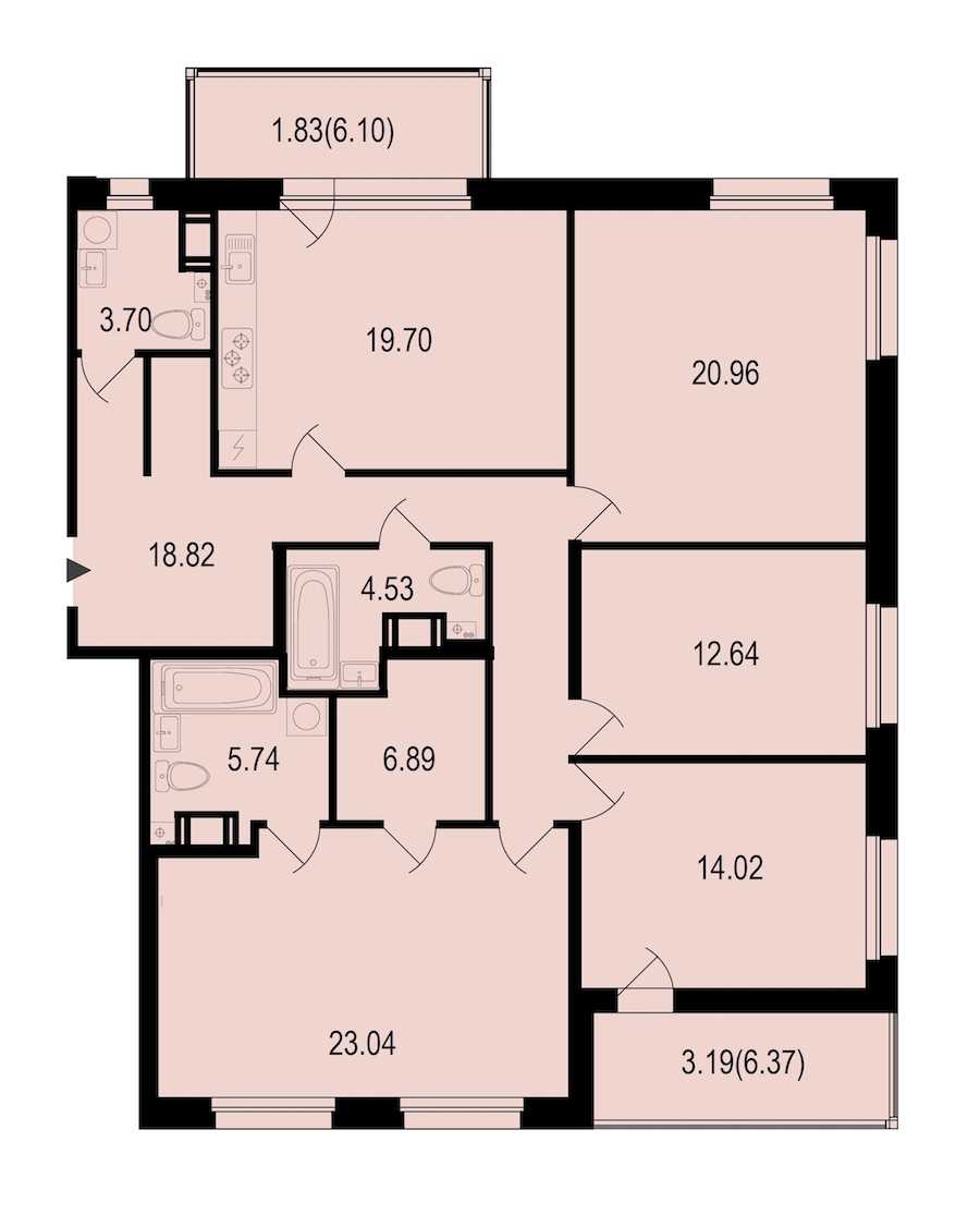 Четырехкомнатная квартира в : площадь 133.06 м2 , этаж: 8 – купить в Санкт-Петербурге